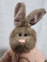 Hugfun Bunny Rabbit Plush Brown 9” Jointed Stuffed Animal In Sweater 2001 - $11.64