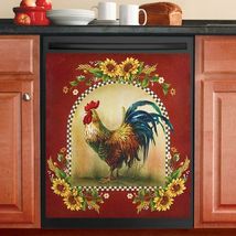 Country Farm Sunflower and Rooster Kitchen Dishwasher Cover Magnet - £60.74 GBP