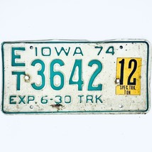 1974 United States Iowa 12 Ton Special Truck License Plate ET 3642 - £14.89 GBP