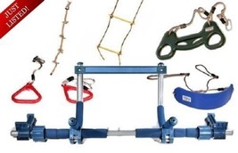 Gym Kids Climbing Swing Rings Indoor Trapeze Bar Ladder Swinging Rope Fitness HQ - £245.14 GBP