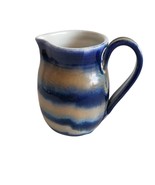 Studio Art Pottery Pitcher Blue Gray Artist Signed Handmade Decorative V... - £35.35 GBP