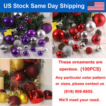 Open Box - 100Pcs Christmas Balls Ornaments In/Outdoor Hanging Ball Tree... - £31.86 GBP