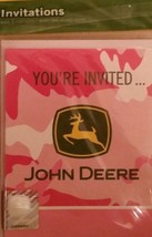 John Deere Pink Birthday (8) Eight Party Invitations with Envelopes - $8.25