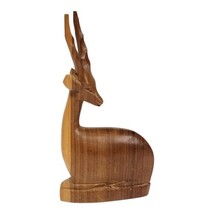 Vintage 8&quot; Hand Carved Wood Gazelle Impala Figure Kenya Wildlife African... - £12.42 GBP