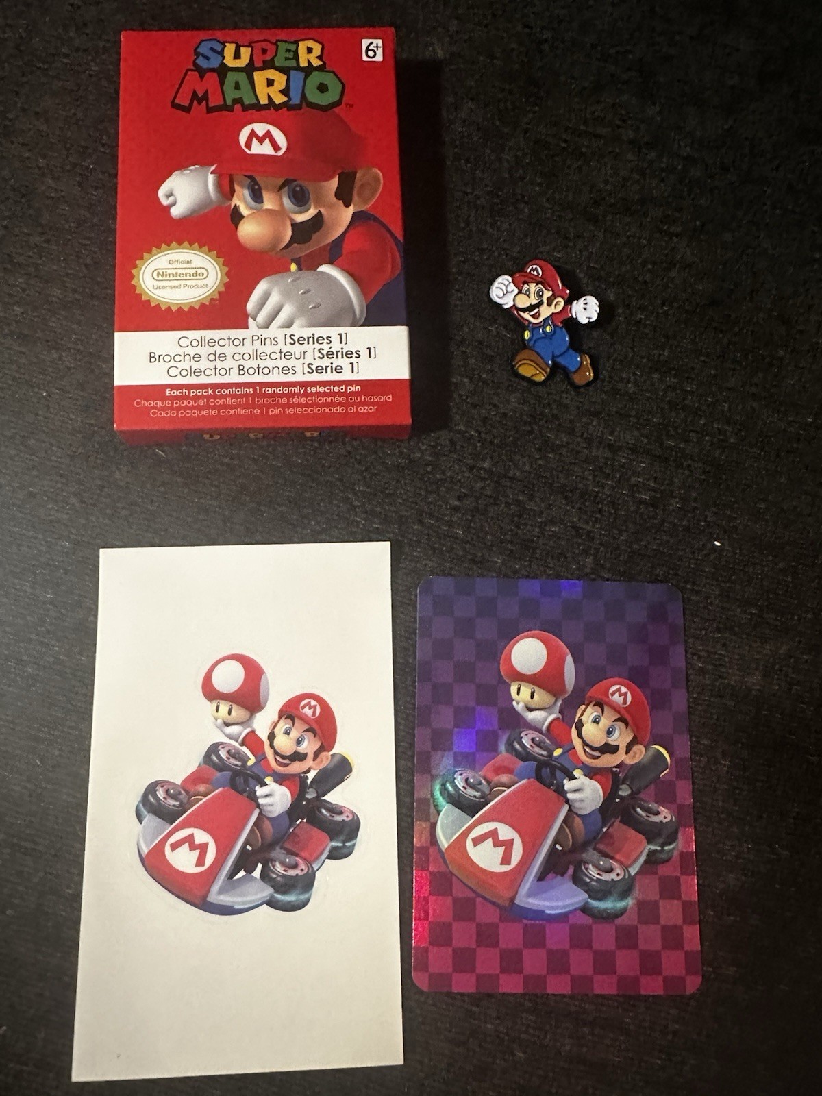 Super Mario Collectors Pin Series 1 Mario including stickers and cards - £6.46 GBP