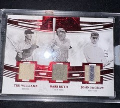2022 Flawless  TLM-TBJ  Game Used Material Babe Ruth , Ted Williams , McGraw 5/7 - £632.96 GBP