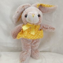 Walmart Bunny Rabbit W/Yellow Pocodot Skirt Paws &amp; Ears 10&quot; Soft Cuddlely - £9.96 GBP