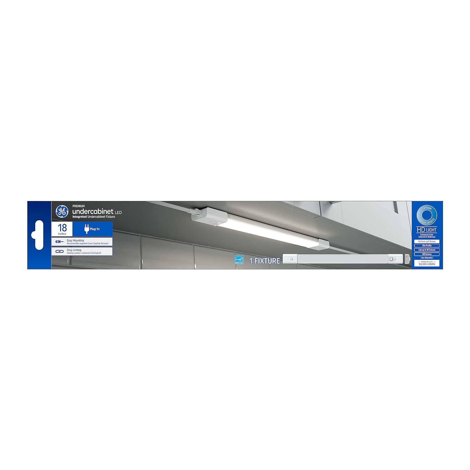 GE LED Undercabinet Light Fixture, Linkable Integrated Plug-In Light Fixture, Da - $30.99