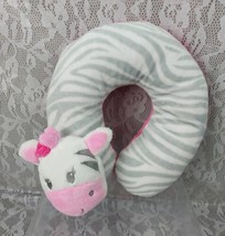 Tender Kisses Zebra Toddler Girl Neck Pillow Pink Gray Grey Plush Stuffed Animal - £8.71 GBP