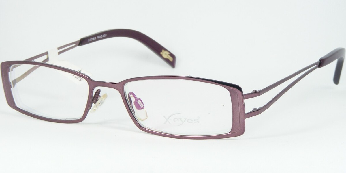 X-Eyes MOD.031 Damson / Pflaumen-Pink Brille Metallgestell 49-18-135mm - $76.21