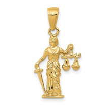 14K Gold 3D Lady of Justice Moveable Scales Charm New 24 X 13mm Jewerly - £129.50 GBP