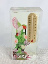 VTG Sparkly YMCA Acrylic Hummingbird Snow Globe Block Paperweight Thermometer - £28.74 GBP