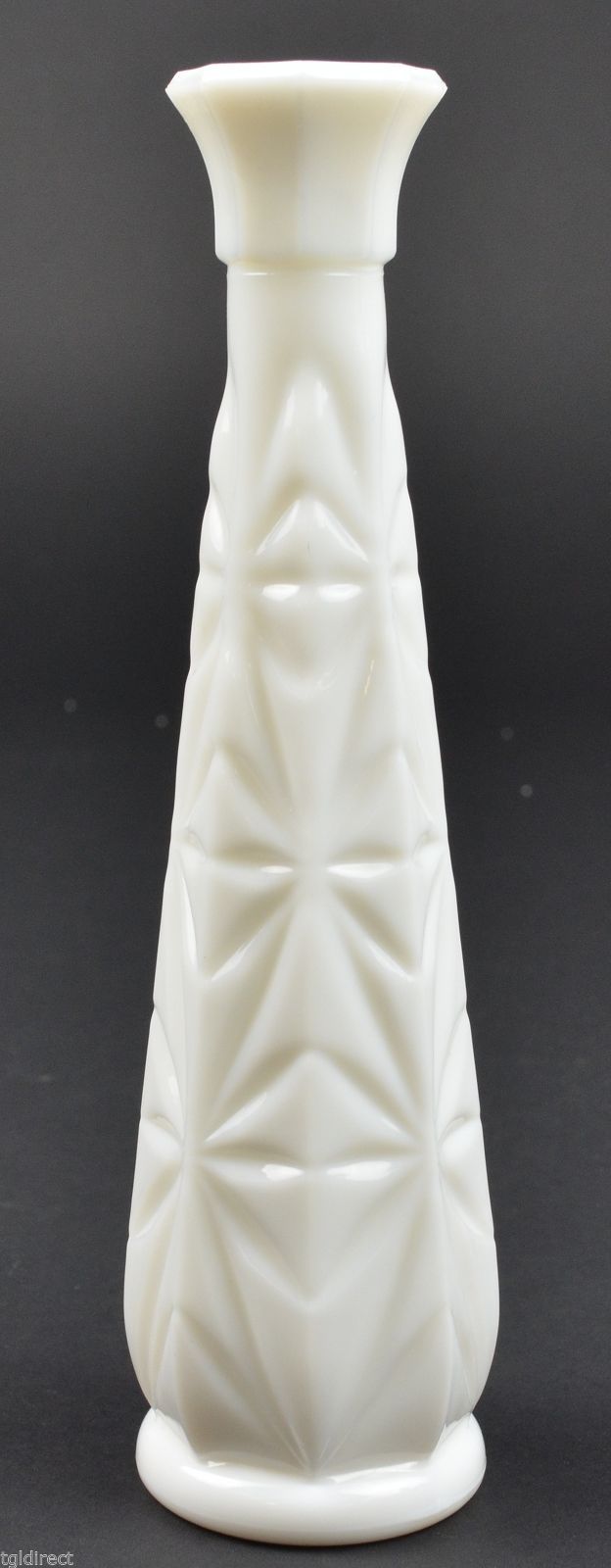 Primary image for Vintage Hoosier Starburst Milk Glass Pattern Bud Vase 9" Tall Collectible Decor