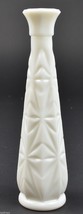 Vintage Hoosier Starburst Milk Glass Pattern Bud Vase 9" Tall Collectible Decor - $12.59