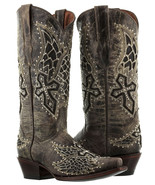 Womens Western Cowboy Boots Angel Wings Cross Leather Rhinestone Snip To... - £84.97 GBP