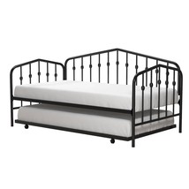 Twin size Modern Industrial Black Metal Daybed with Trundle Bed Frame - $8,706.84 MXN