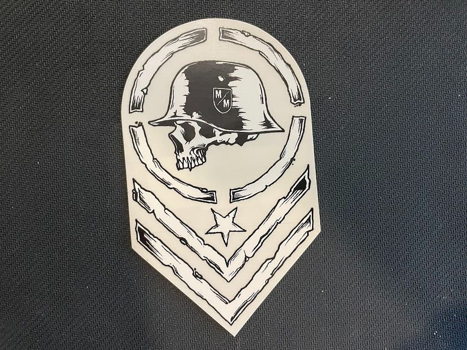 Metal Mulisha Sticker &quot;Apprehend&quot; White Chevron Helmet w/Clear Back 6&quot;x3.5&quot; - $2.45