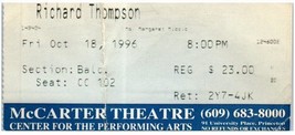 Vintage Richard Thompson Ticket Stub Ottobre 18 1996 PRINCETON Nuovo Maglia - $45.40