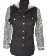 Tinsel Town Button Up Hoodie Jacket Black &amp; Gray  Girls NWT Size Large M... - $25.65