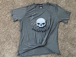 2018 Harley Davidson Women’s Gray S/S Shirt - Willie G Bedazzled Skull -... - $14.99