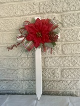 Christmas Cemetery Cross: Poinsettia grave flowers, Christmas Grave Decor - $26.00