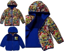 Marvel Avengers All Over Print Toddler Reversible Fleece Puffer Jacket (2T) 1Pc. - £18.49 GBP