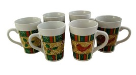 Royal Norfolk 6 Coffee Mug Cup Tea Christmas Cardinal Tree Candy Cane Holly - $32.05