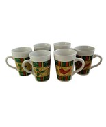 Royal Norfolk 6 Coffee Mug Cup Tea Christmas Cardinal Tree Candy Cane Holly - £25.21 GBP
