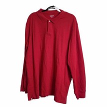 Lands End Shirt Mens Size 2XL Red Traditional Fit  Polo Long Sleeve - £21.42 GBP