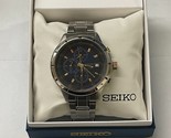 Seiko Men&#39;s SKS581 Chronograph Blue Dial Two Tone Watch MSRP $250! - £98.08 GBP
