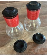 2 Vintage Hottle Carafe The Jeannette Glass Co. Coffee Carafe Bottle&amp; 4 ... - $23.38
