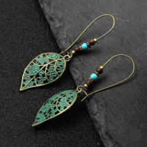 Women Fashion Jewelry Fashion Vintage Boho Style Dangle Drop Leaf Earrings  - £9.67 GBP