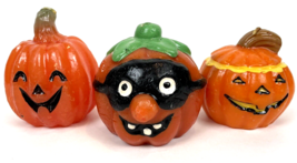 Vintage Halloween Candles Jack O Lantern Pumpkin 3&quot;-4&quot; Mask Grin Happy Lot 3  - £17.30 GBP