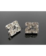 Michael Jordan Jumpman 23 Basketball Silver Tone CZ Stud Hip Hop Bling E... - $277.07 MXN