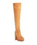 Maple High Block Heeled Faux Suede Long Boots - $112.30 CAD