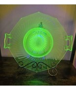 Imperial Glass Uranium  Depression Glass Twisted Optic Green Handled Cak... - $54.45