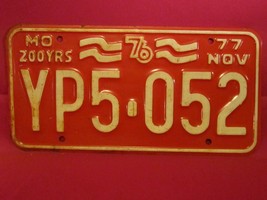 LICENSE PLATE Car Tag 1976 1977 MISSOURI 200 YRS YP5 052 [Y13A - £10.52 GBP