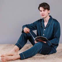 Men Luxurious Ice Silk Pajamas Spring Summer High Quality Plus Size Pajama Sets  - £57.08 GBP