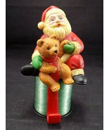 Vintage STOCKING HANGER Santa and Teddy Bear Mantle Hook for Christmas S... - €6,48 EUR