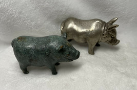 Two Vintage warthogs wild hogs Figures Figurines Metal - £8.85 GBP