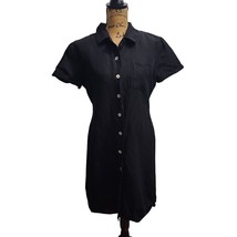 Evan-Picone Black Linen Blend Button Down Shirt Dress Professional Work ... - £15.72 GBP