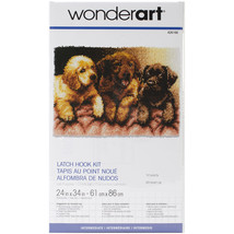 Caron Wonderart Latch Hook Kit 24&quot;X34&quot;-Lab Puppies - £32.49 GBP