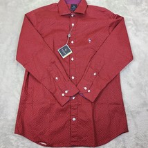 Taylorbyrd 1930 Shirt Mens Med Red Textured Long Sleeve Cotton Button up - $19.30