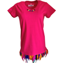 Cotton T-Shirt With Real Feathers - £27.97 GBP