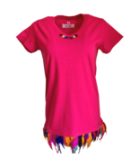 Cotton T-Shirt With Real Feathers - £27.97 GBP
