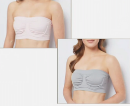 Breezies Set of 2 Seamless Underwire Bandeau Bras- SILVER/ANGEL, LARGE #... - £14.43 GBP