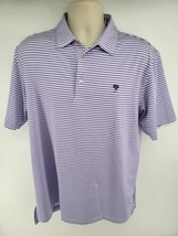 Peter Millar Summer Comfort Golf Polo Shirt Size L Purple Striped Tree Logo - $34.60