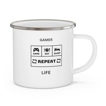 gamer life game eat sleep repeat Enamel Camping Mug will do custom work - £19.61 GBP