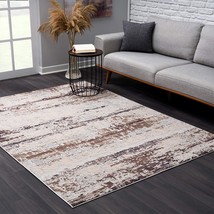 HomeRoots 390495 8 x 11 ft. Violet Abstract Striations Area Rug - £322.22 GBP