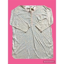 Amanda Stewart Brand Long Sleeve Knit Short Nightgown With Satin Trim NWT - $19.79